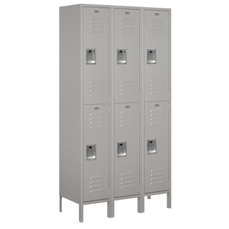 SALSBURY INDUSTRIES Wardrobe Locker, 45" W, 15" D, 78" H, (3) Wide, (6) Openings, Gray 52365GY-U